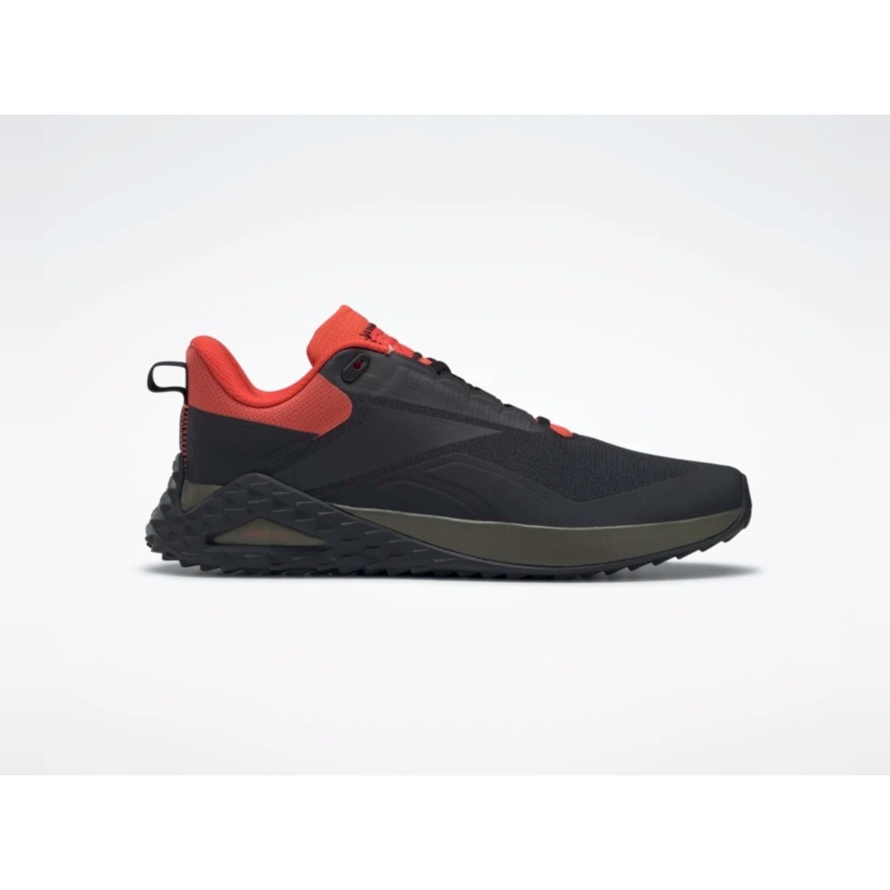 Men's Black and Red Lightweight Trail Running Shoe